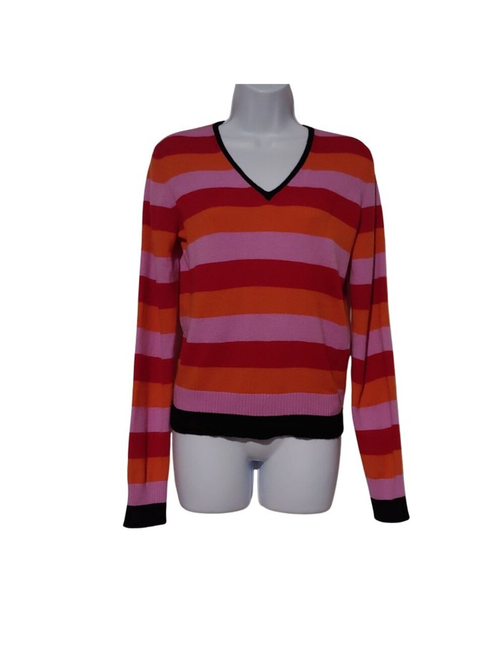 Saks Fifth Avenue Cashmere Sweater Apres Striped Y2K Preppy Mod Colorblock S